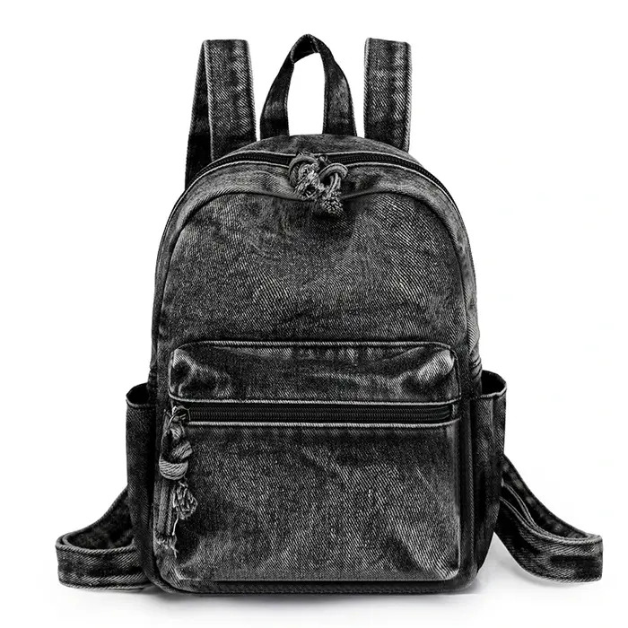 Sacs à dos en denim délavé pour femmes, petits sacs de loisirs ou de voyage, style preppy, petits sa