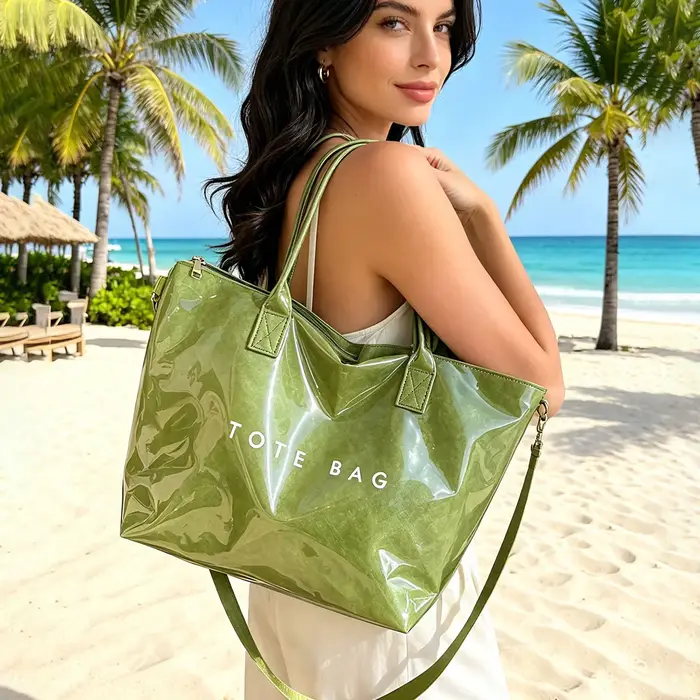 Sac fourre-tout transparent en PVC grande capacité tendance personnalisé