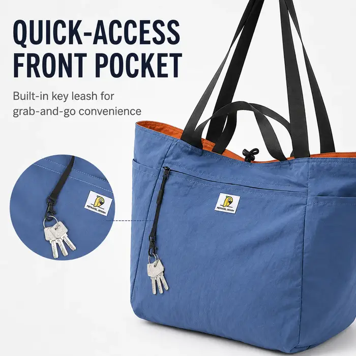 Sac fourre-tout en nylon lavé pour femmes