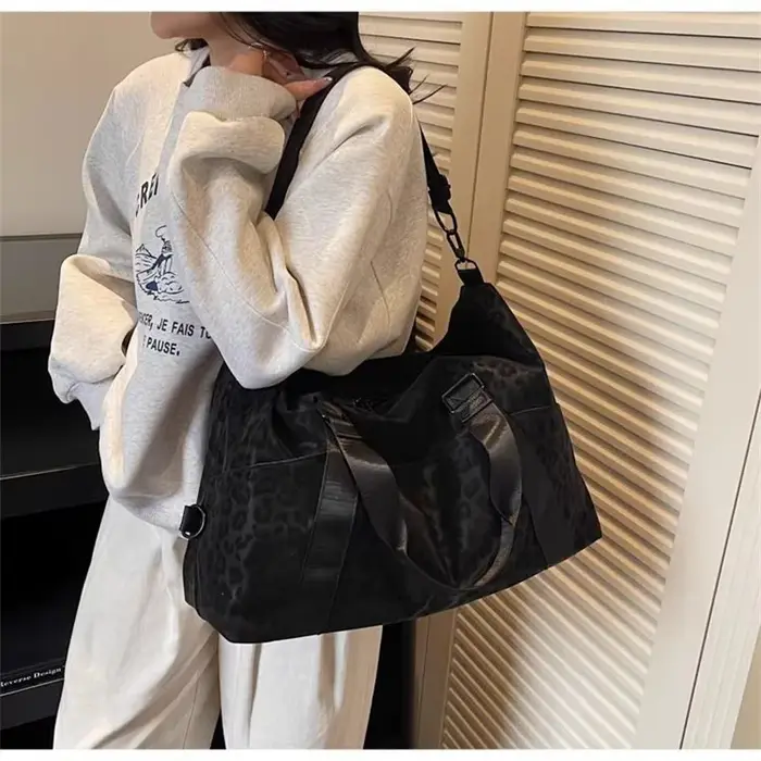 Sac à bandoulière grande capacité à imprimé léopard pour femme