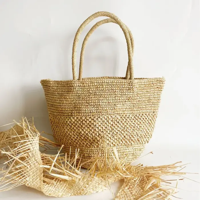Sacs de plage d'été en raphia pour femmes, sac à main bohème en paille tissée, sac seau de vacances,