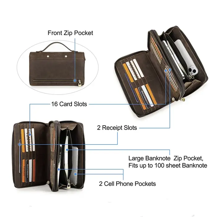 Contact – pochette en cuir véritable pour homme
