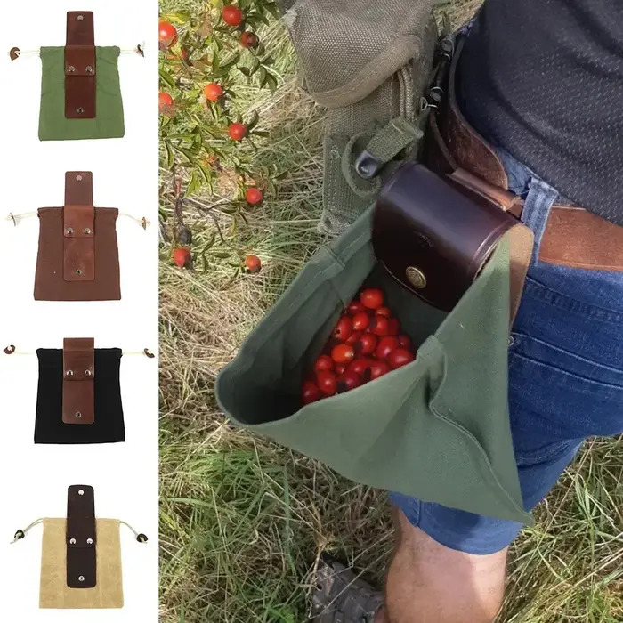 Sac de ramassage de fruits portable en cuir