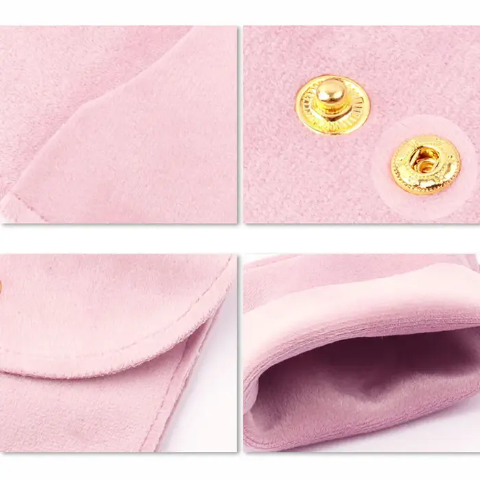 Petite pochette à bijoux en velours avec bouton pression