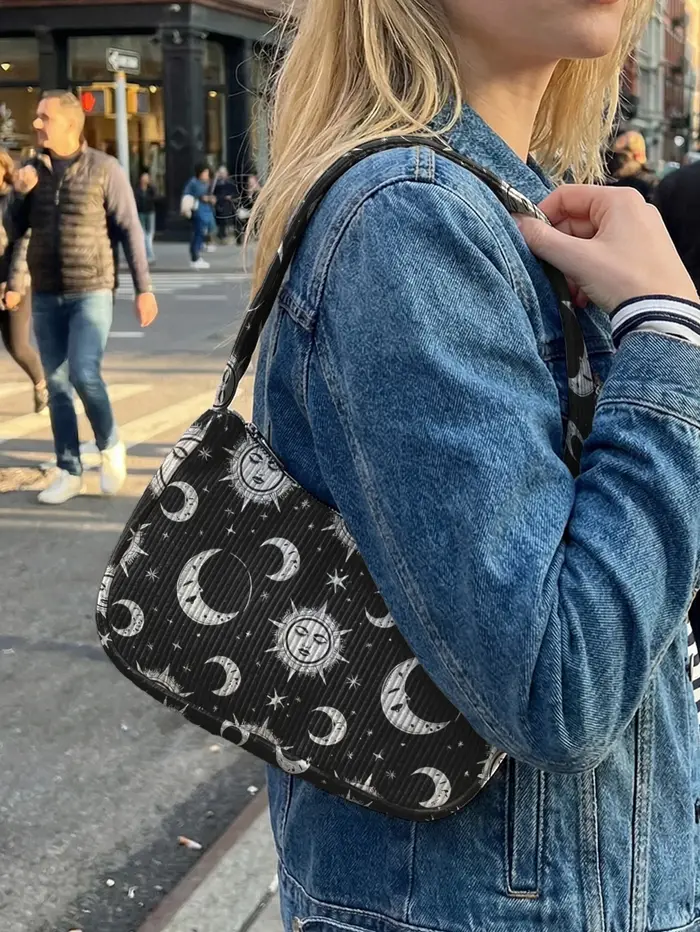 Sac à bandoulière tendance imprimé soleil et lune