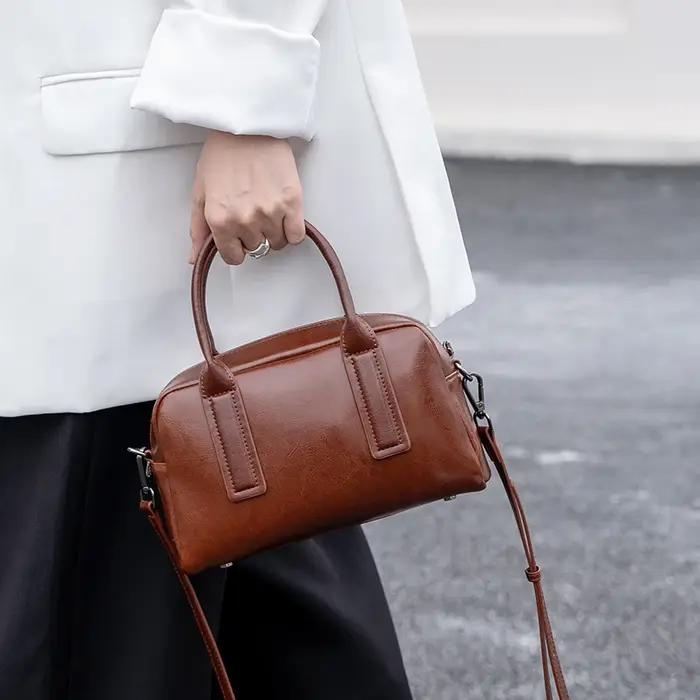 Sacs à bandoulière en cuir véritable de haute qualité pour femmes, sac à bandoulière en cuir ciré, s