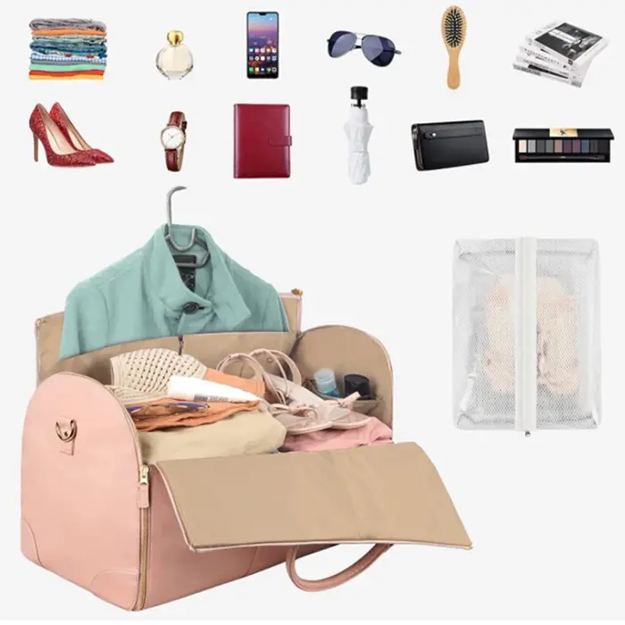 Grand sac de voyage en cuir PU pliable pour femme