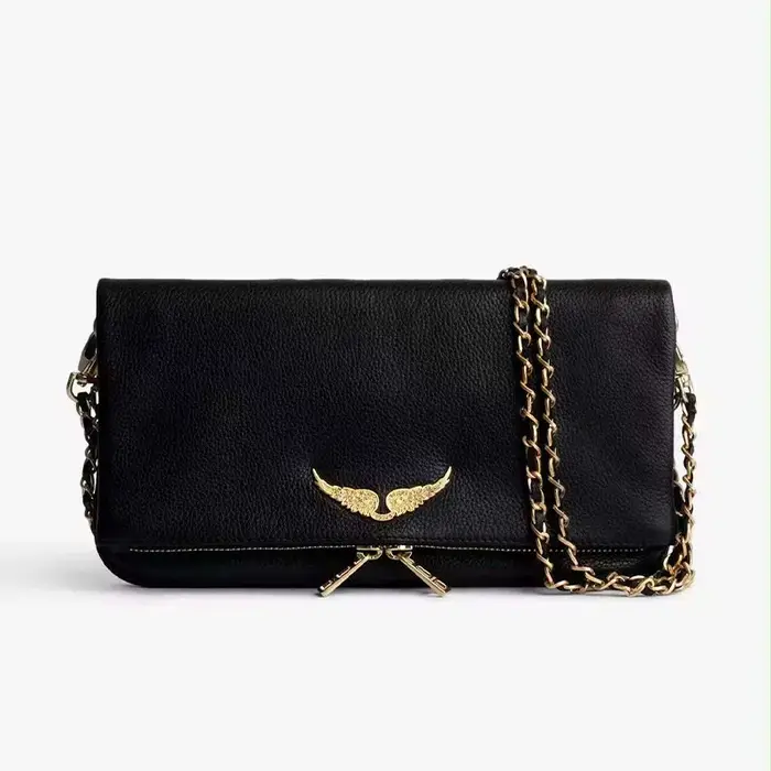 Sac carré classique français en cuir véritable - Sac bandoulière polyvalent style européen et américain