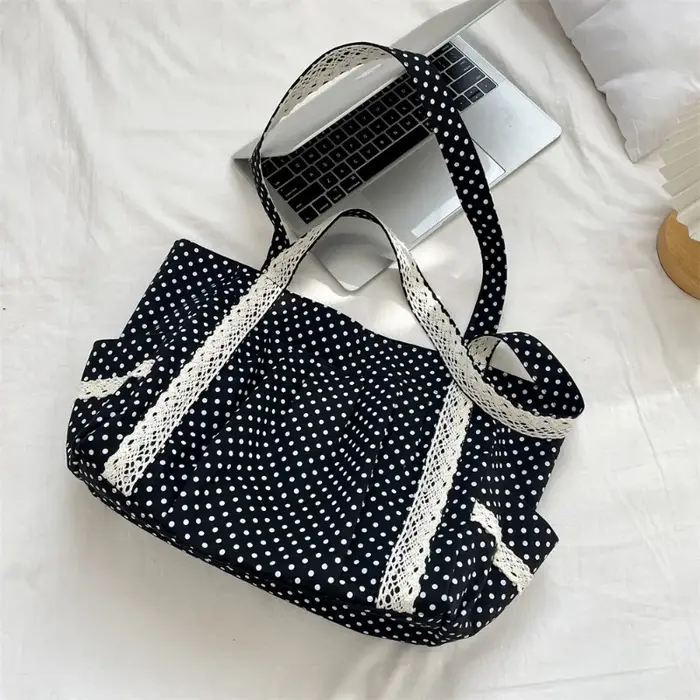 Sac à bandoulière en toile Vintage coréen pour femmes, fourre-tout en dentelle de grande capacité, s