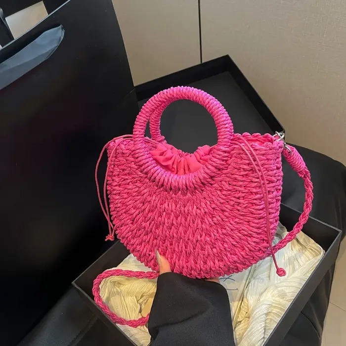 Sac à main en rotin tissé à la main pour femmes, sac en paille Orange, petit sac à bandoulière Desig