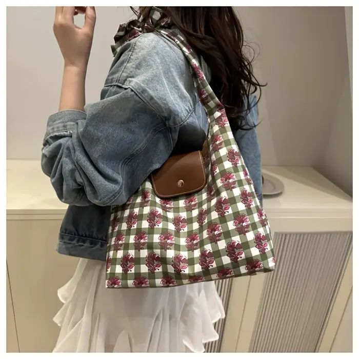 Sac fourre-tout à bandoulière pour femme, grande capacité, décoré de fleurs, 2 styles au choix, élég