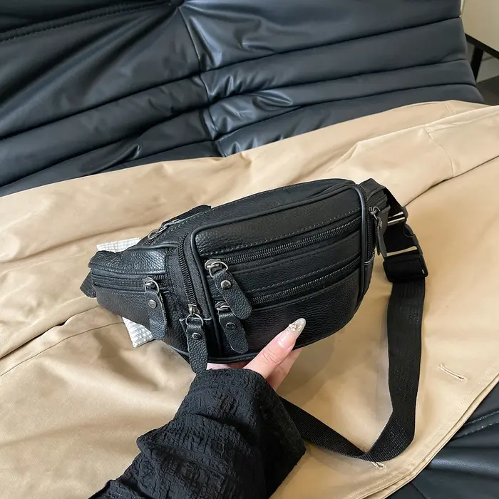 Sac de taille en cuir décontracté, petits sacs de hanche carrés, bandoulière multifonction, pochette