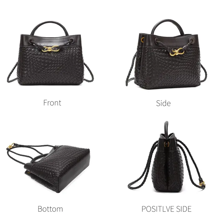 Sac fourre-tout tissé pour femmes, sac à main à bandoulière en cuir végétalien, sacs à main à poigné