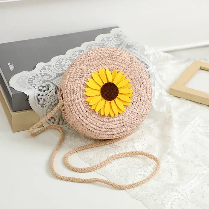 Sac à bandoulière rond en rotin pour femmes