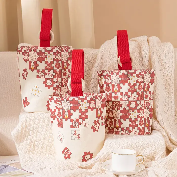 Mini sac à main en toile avec motif de puzzle