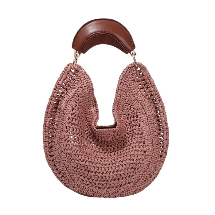 Sac fourre-tout bohème en paille tressée pour femme