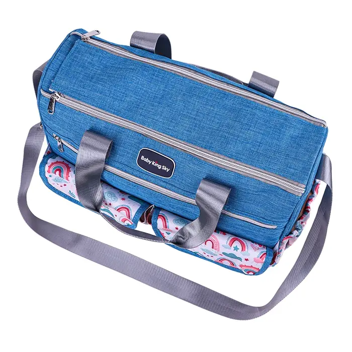 Nouveau sac à bandoulière tendance imprimé nuages pour maman ; Sac multifonctionnel grande capacité à porter en travers du corps pour mère et bébé ; Sac à langer de maternité portable pour les sorties