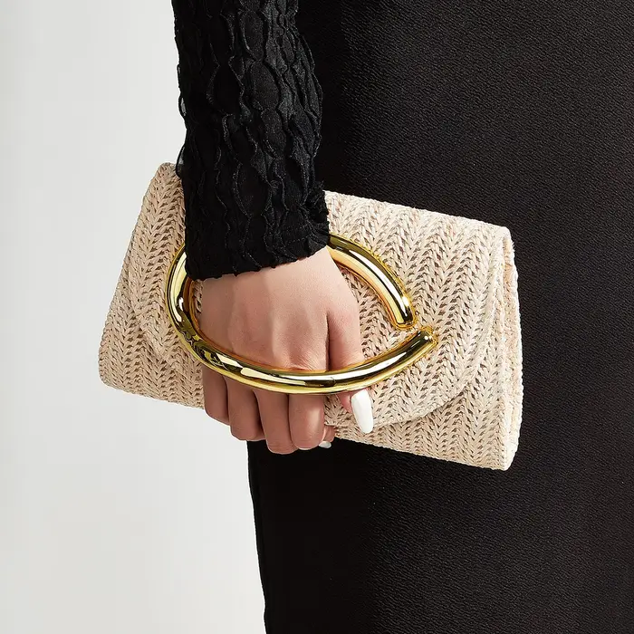 Pochette tissée pour femme avec rabat