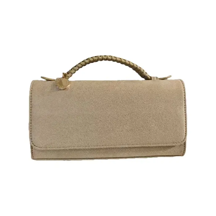 Sac à main en daim Stella pour femme, sac bandoulière à pois argentés, sac polyvalent à porter à la main, collection Printemps 2026, avec boucle magnétique souple