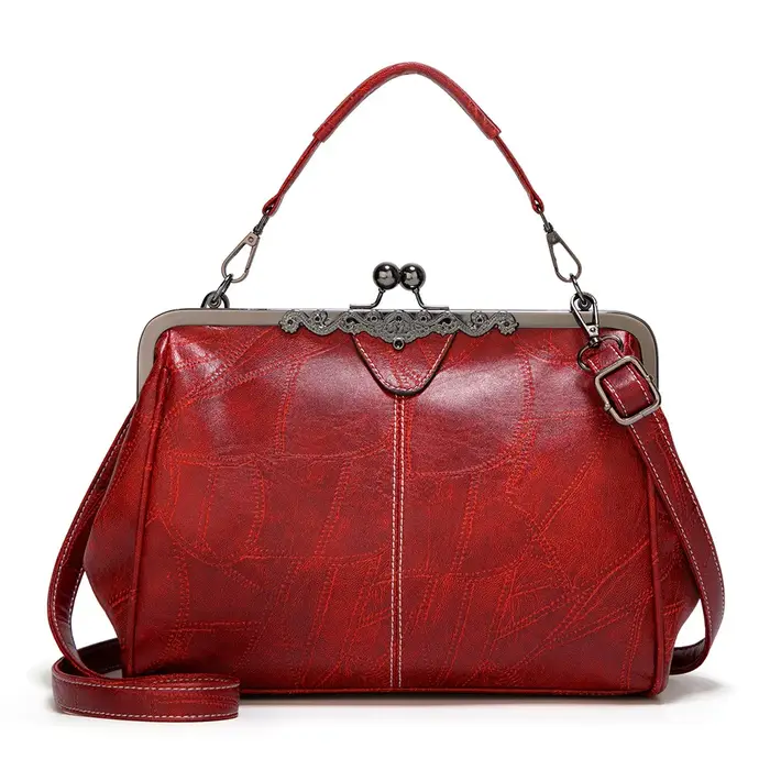 Sac fourre-tout Vintage en cuir PU avec ouverture à pince rotative, sac à main carré horizontal pour