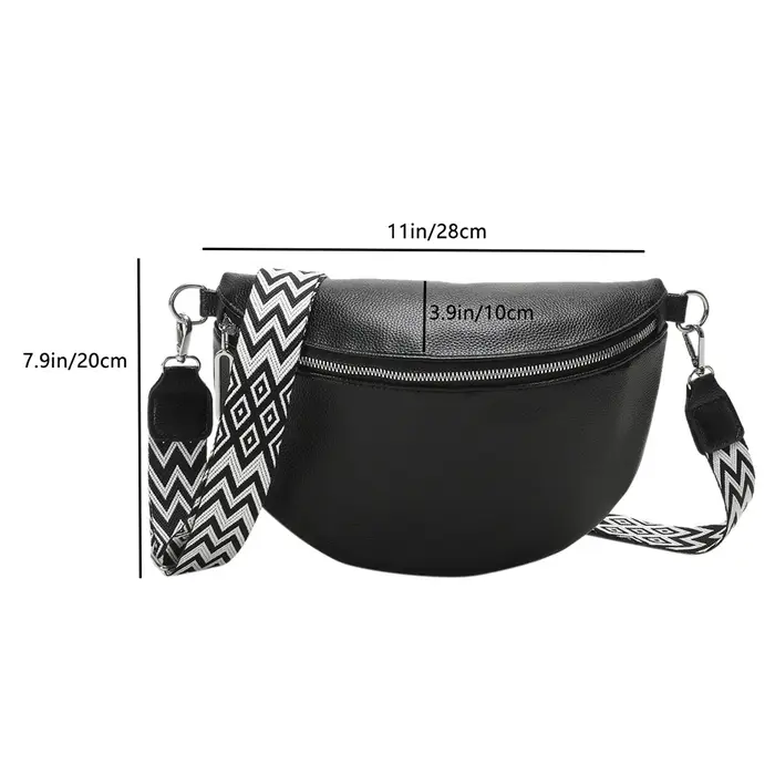Sac à main en cuir PU à large sangle Jacquard pour femmes
