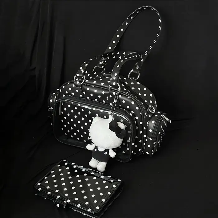 Sac Boston à pois avec fenêtre transparente