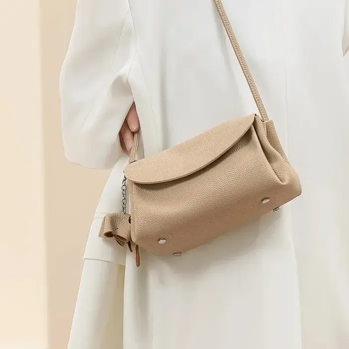 Sac à main Beige en cuir véritable pour femmes