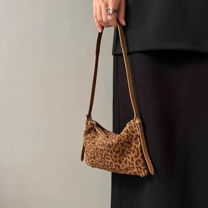 Sac pour téléphone portable imprimé léopard, sac en cuir de vache mat pour femmes, sac à bandoulière