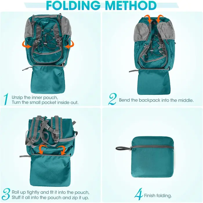 RAINSMORE Sac à dos de randonnée léger 40L Sac à dos de camping étanche Sac à dos pliable pour femmes et hommes Sac à