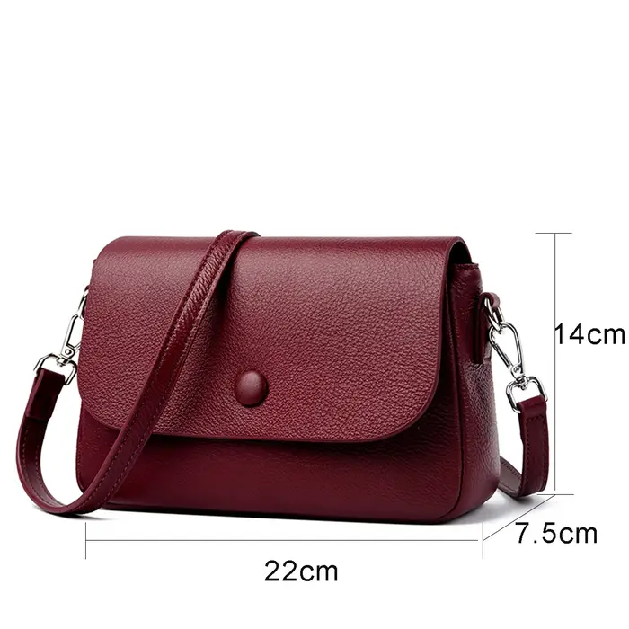 Sac à main pour femme en cuir véritable, pochette carrée noire souple avec grain de litchi, classiqu