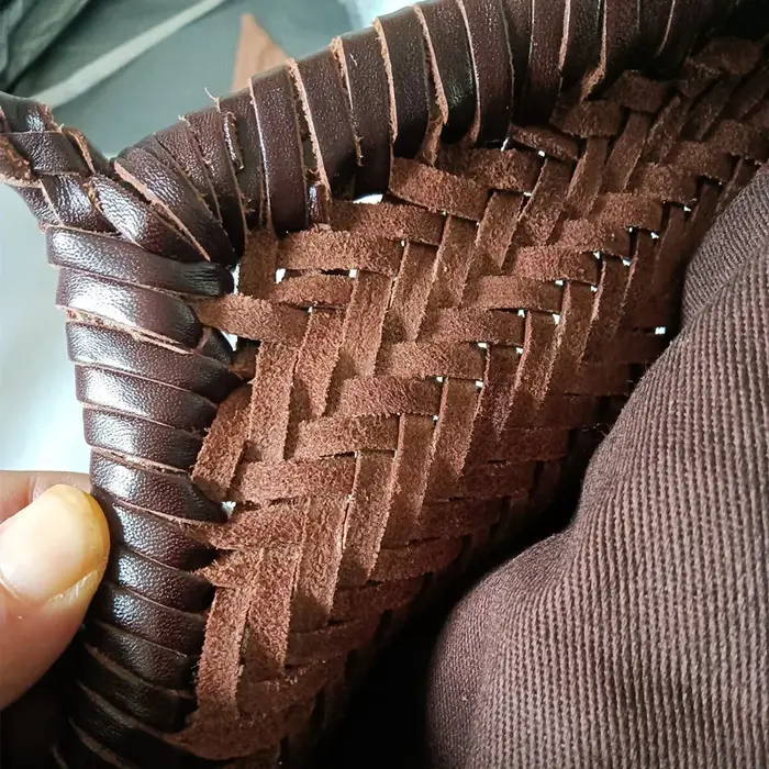 Cuir véritable de créateur tricoté à la main élégant Poignée femme fourre-tout Vintage sac