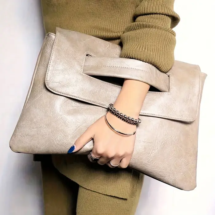 Sac de soirée à la mode, élégant et exquis, pochette vintage en cuir PU, sac à main à bracelet de gr