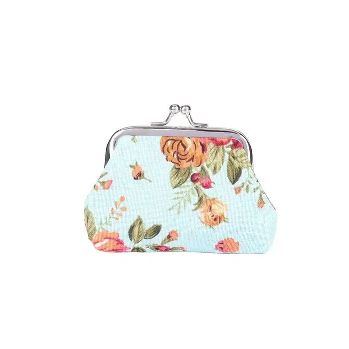 Porte-cartes de crédit et porte-monnaie mini vintage floral pour femme avec fermoir