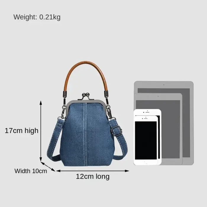 Sac à main en denim bleu marine pour femme