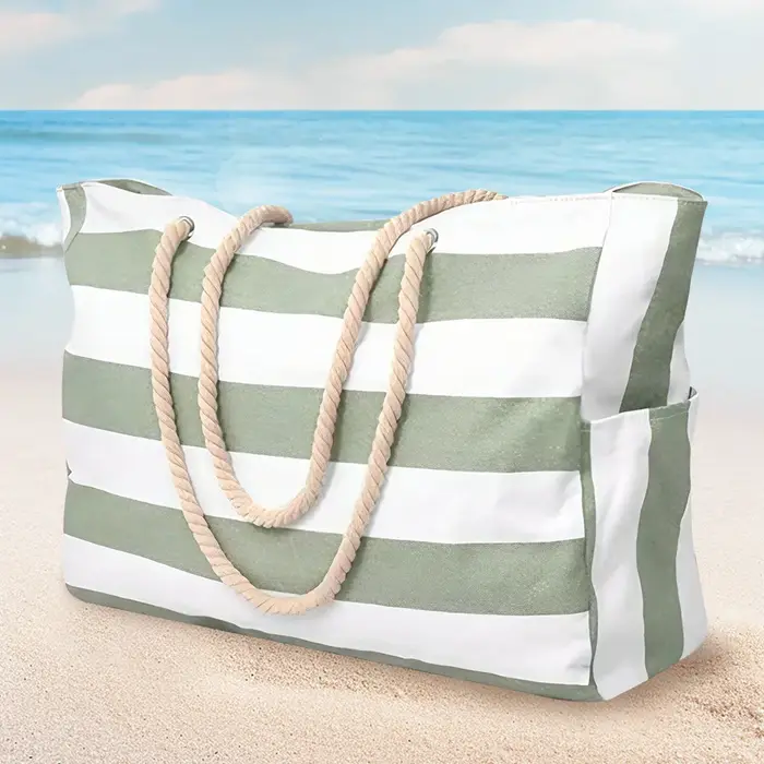 Sac à main bohème grande capacité pour femme, sac de plage rayé imperméable, sac à bandoulière en to