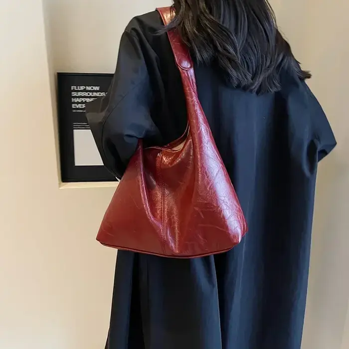 Sac à bandoulière en cuir PU souple pour femmes