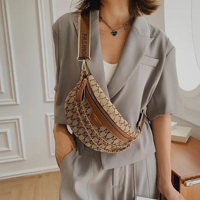 Sac banane à motif à carreaux imprimé pour femmes