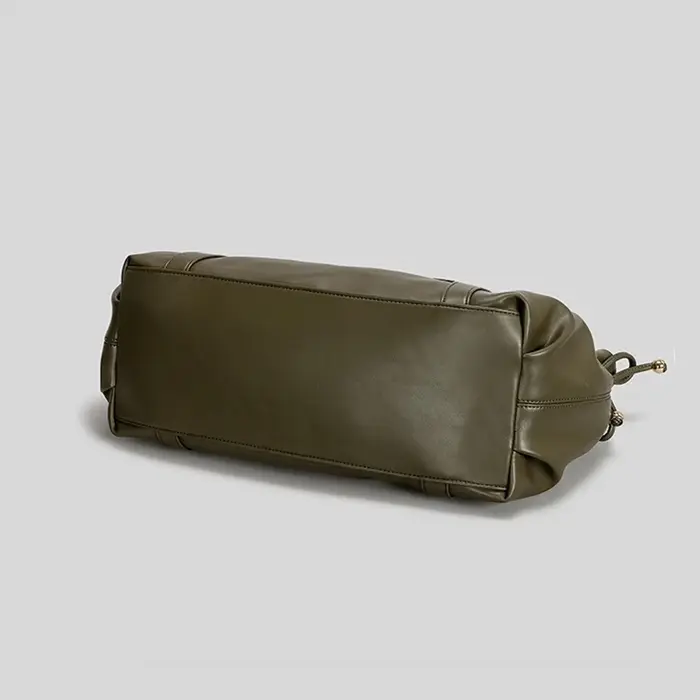 Sac fourre-tout vintage en cuir souple plissé avec cordon de serrage