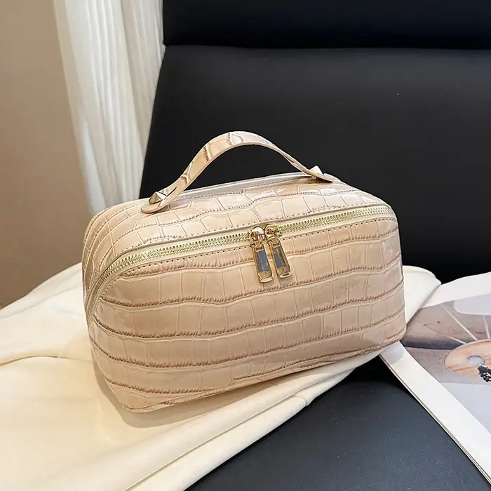 Sac de maquillage en cuir PU haut de gamme pour femmes