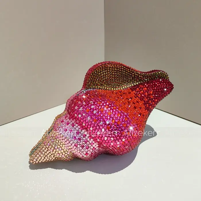 Sacs de soirée en cristal en forme de coquillage Alizekerr pour femmes, magnifiques sacs à main méta
