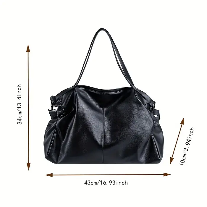 Grand Sac Hobo Noir à Bandoulière en Cuir Souple pour Femme