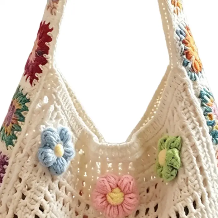 Sac à main bohème en crochet avec fleurs