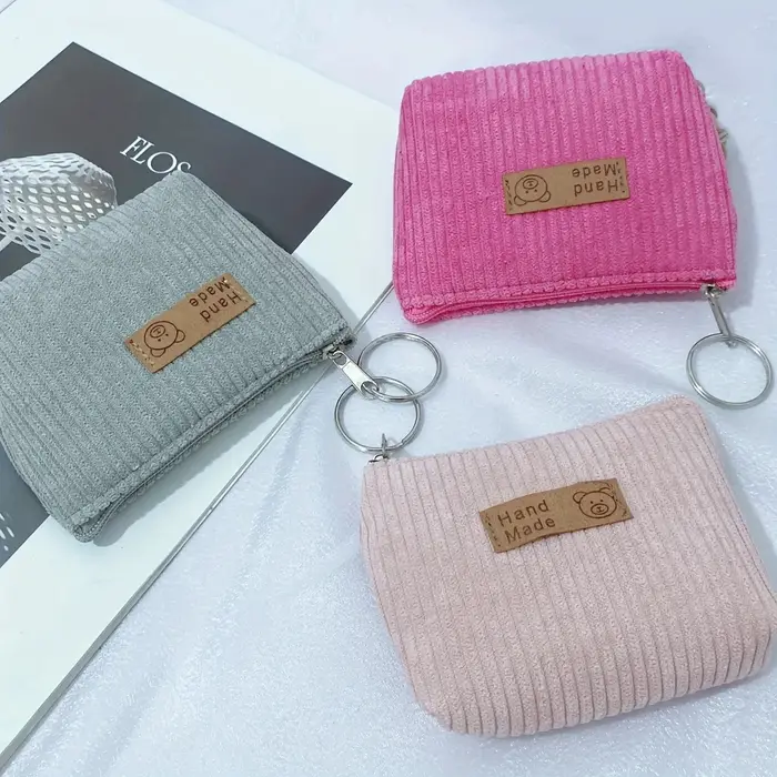Mini porte-monnaie en velours côtelé