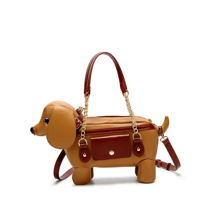Sac à bandoulière pour femmes, style mignon, en forme de teckel, en cuir PU, sac animalier en forme