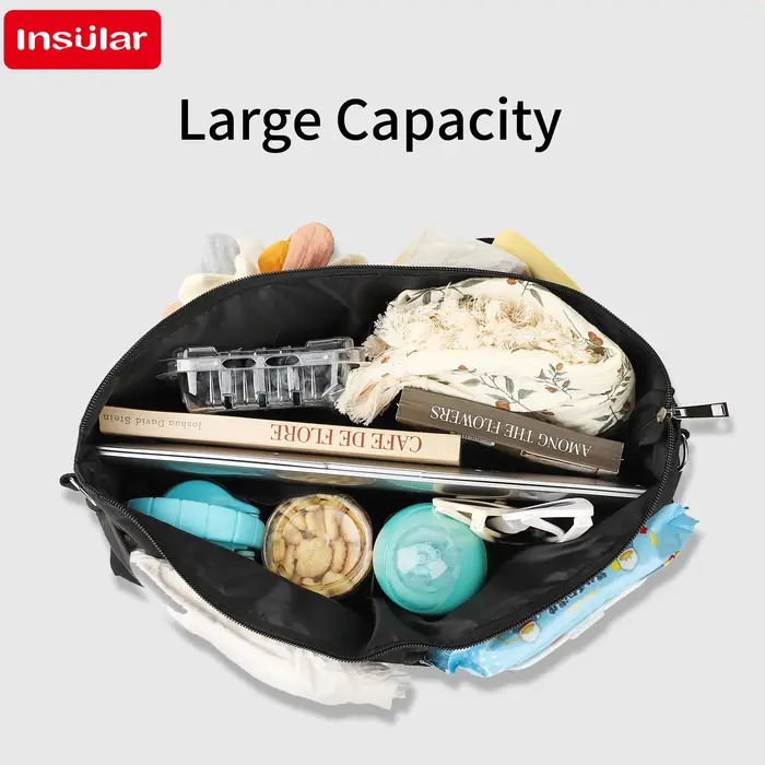 Sac à bandoulière noir grande capacité imperméable pour maman