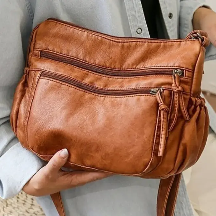 Sac à bandoulière en cuir lavé pour femmes