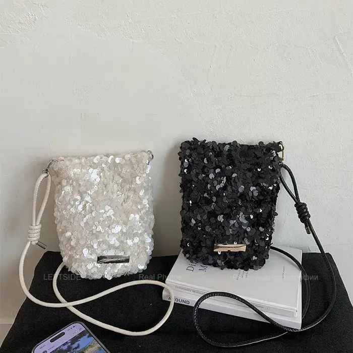 LEFTSIDE Mini paillettes sacs à bandoulière pour femmes 2025 concepteur nouvelle soirée Bling