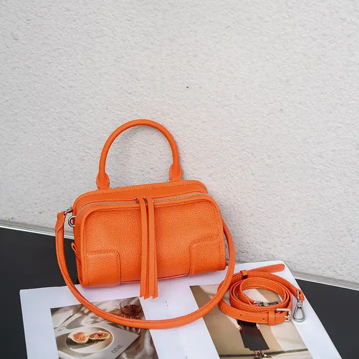 Sac Boston Mini en Cuir de Vachette Véritable pour Femme