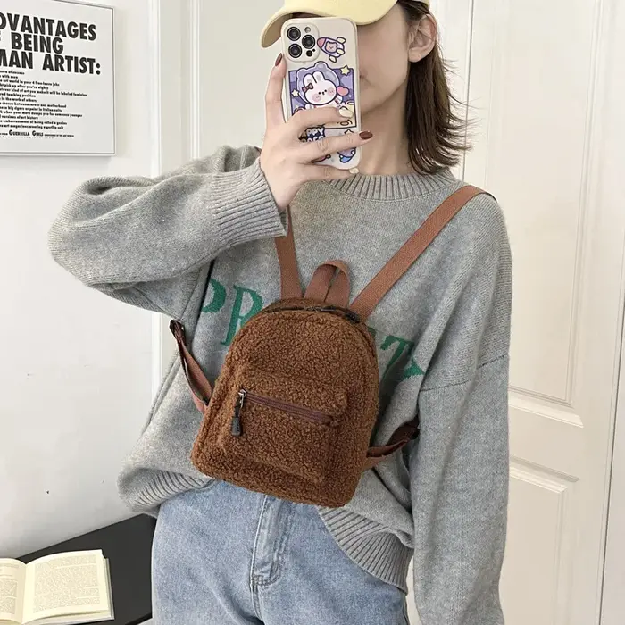 Nouvelle mode femmes Mini sac à dos couleur unie velours côtelé petits sacs à dos Simple décontracté étudiant Bookbags