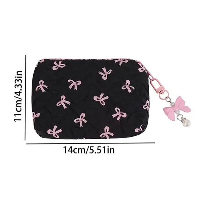 Trousse de maquillage en tissu avec nœud mignon